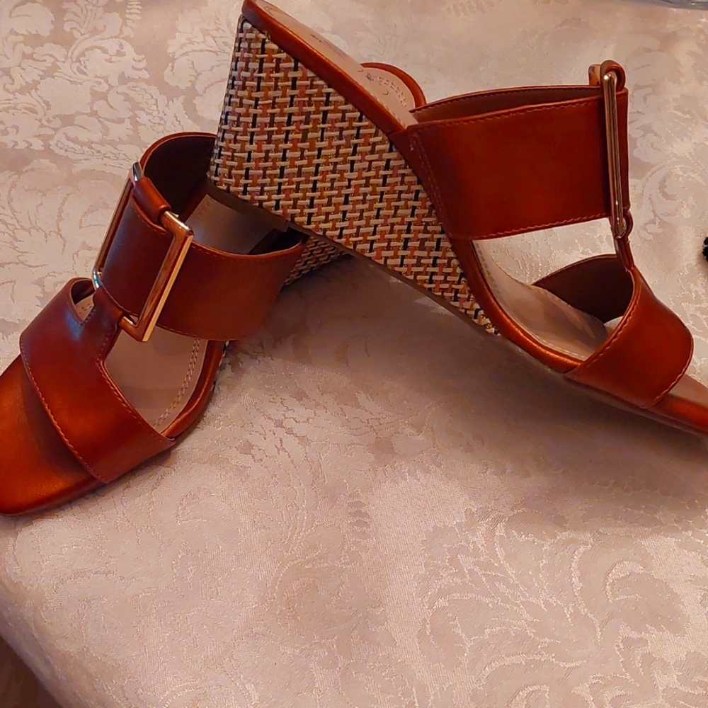 Wedge bronze shoes. Never worn